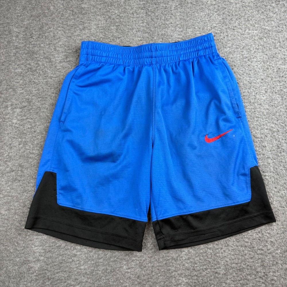 Nike Basketball Shorts Boys Medium Blue Black Dri-FIT Athletic Mesh Pockets